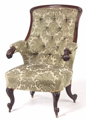 Lot 715 - A MID 19TH CENTURY ROSEWOOD ARM CHAIR having a...