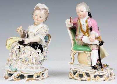 Lot 81 - A PAIR OF 19TH CENTURY MEISSEN SEATED FIGURES...