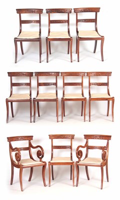 Lot 732 - A SET OF 10 REGENCY AND LATER ROSEWOOD BERGERE...