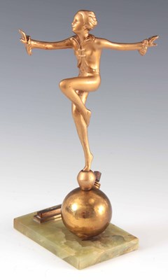 Lot 367 - A 1930S ART DECO GOLD PATINATED FIGURE OF A...