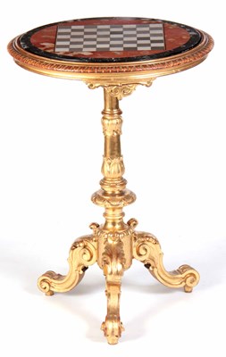 Lot 741 - A 19TH CENTURY GILT GESSO MARBLE TOP...