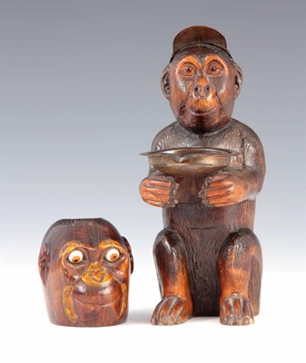 Lot 385 - A LATE 19TH CENTURY BLACK FOREST CARVED MONKEY...