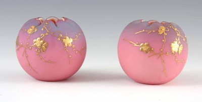 Lot 10 - A PAIR OF 19TH CENTURY PEACHBLOW GLASS VASES,...