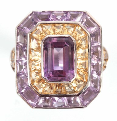 Lot 187 - A THEO FENNELL 18CT WHITE GOLD AMETHYST AND...