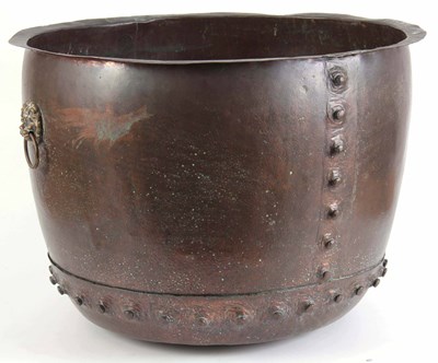 Lot 270 - A 19TH CENTURY COPPER LOG BIN with large...