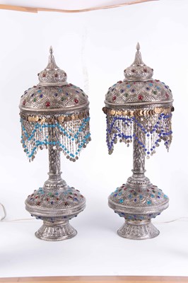 Lot 397 - A PAIR OF DECORATIVE 19TH CENTURY SILVER...