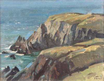 Lot 341 - OIL ON CANVAS. Coastal scene 39.cm high,...