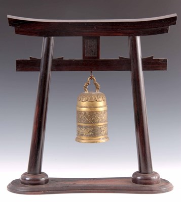 Lot 102 - A 19TH CENTURY CHINESE HARDWOOD DINNER GONG...