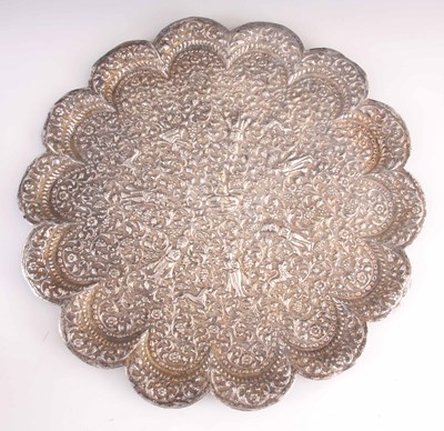 Lot 113 - A LARGE 19th CENTURY INDIAN SILVER TRAY having...