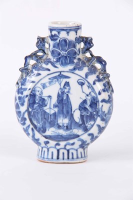 Lot 80 - CHINESE PORCELAIN BLUE AND WHITE MOON FLASK...