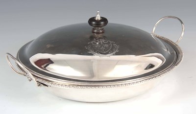 Lot 158 - A GEORGE III SILVER HASH DISH with domed lid...