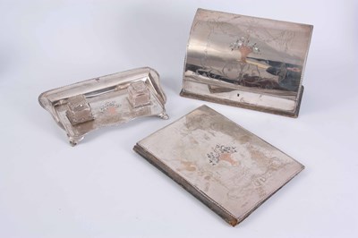 Lot 147 - AN EXTENSIVE SILVER DESK SET BY WILLIAM COMYNS...