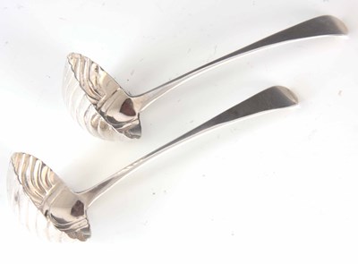 Lot 148 - A PAIR OF GEORGE III SAUCE LADLES with shell...