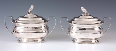 Lot 152 - A PAIR OF GEORGE III SAUCE TUREENS of oblong...