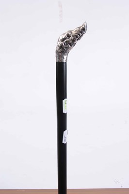 Lot 225 - 20TH CENTURY EBONISED SILVER TOP WALKING CANE...