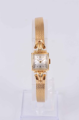 Lot 202 - A LADIES 18CT GOLD EBEL WRIST WATCH on an 18ct...