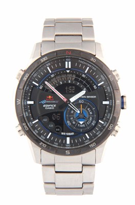 Lot 200 - A GENTLEMAN'S STEEL CASIO EDIFICE RED BULL...