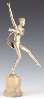 Lot 369 - A 1930S ART DECO SILVER PATINATED FIGURE OF A...