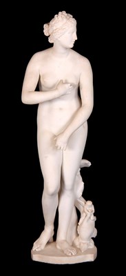 Lot 396 - A 19TH CENTURY CARVED WHITE MARBLE NUDE FIGURE...