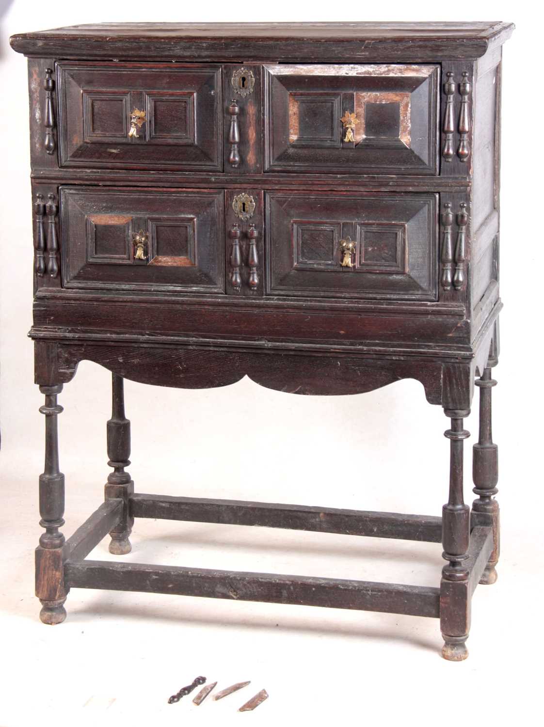Lot 1130 - A LATE 17TH CENTURY GEOMETRIC MOULDED OAK