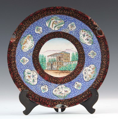 Lot 125 - A 19TH CENTURY PERSIAN ISLAMIC ENAMEL PLATE...