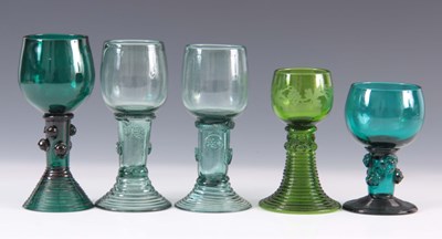 Lot 14 - A GROUP OF THREE 19TH CENTURY GREEN GLASS...