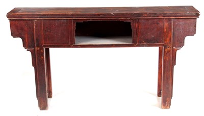 Lot 143 - AN 18TH CENTURY CHINESE STAINED HARDWOOD ALTAR...