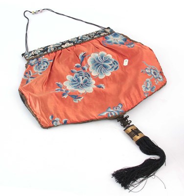 Lot 158 - A 19th CENTURY CHINESE EMBROIDERED SILK PURSE,...