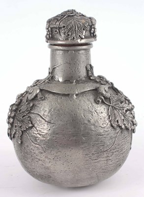 Lot 179 - PEWTER CHINESE BOTTLE WITH STOPPER 17cm high.