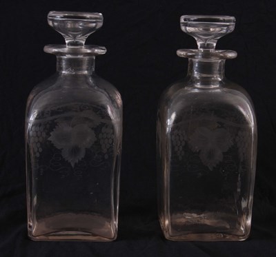 Lot 18 - A PAIR OF GEORGIAN SQUARE GLASS WHEEL ENGRAVED...