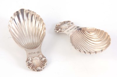 Lot 194 - A PAIR OF SILVER ROCOCO STYLE CADDY SPOONS app....