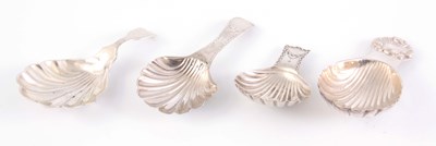 Lot 198 - A COLLECTION OF FOUR SILVER CADDY SPOONS app....