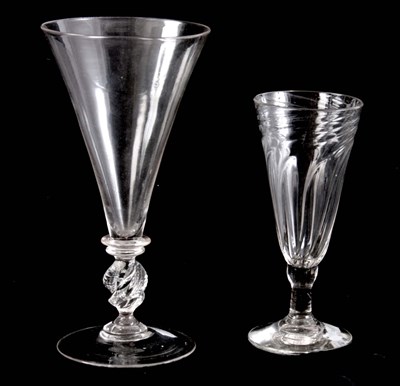 Lot 20 - TWO 18TH CENTURY DRINKING GLASSES one with a...