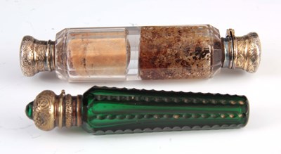 Lot 23 - A DOUBLE ENDED FACETED GLASS SCENT BOTTLE and...