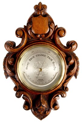 Lot 706 - ROSS, LONDON
 A LATE 19TH CENTURY OAK ANEROID...