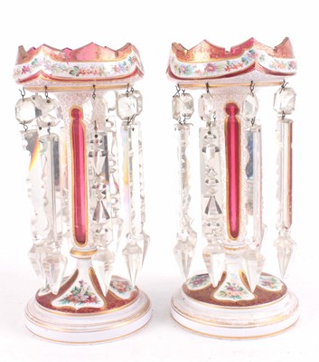 Lot 27 - A PAIR OF 19TH CENTURY BOHEMIAN STYLE RUBY AND...
