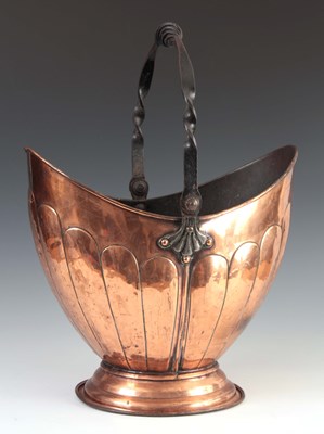 Lot 341 - AN ARTS AND CRAFTS COPPER COAL SCUTTLE with...