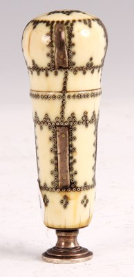 Lot 573 - A LATE 17TH CENTURY PIQUE WORK IVORY WALKING...