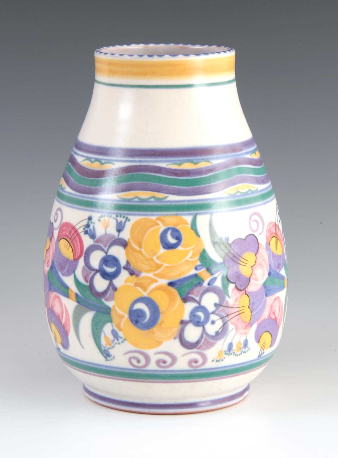 Lot 45 - A CIRCA 1930 POOLE POTTERY YO PATTERN VASE...