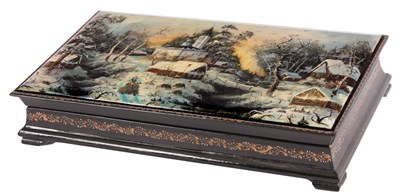 Lot 615 - A late 19th Century Russian black Lacquer...