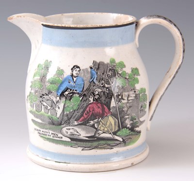 Lot 55 - A 19TH CENTURY PEARLWARE TRANSFER PRINTED JUG...