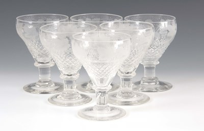 Lot 6 - A SET OF 6 19TH CENTURY LARGE WINE GLASSES the...