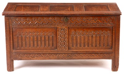 Lot 857 - A LATE 17TH CENTURY JOINED OAK COFFER with...