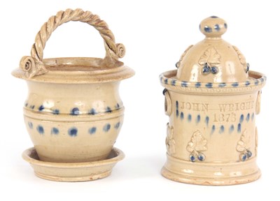 Lot 62 - A 19TH CENTURY BURTON SLIPWARE TOBACCO JAR...