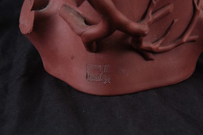 Lot 67 - AN UNUSUAL 19TH CENTURY CHINESE REDWARE TEAPOT,...