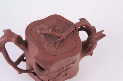 Lot 67 - AN UNUSUAL 19TH CENTURY CHINESE REDWARE TEAPOT,...