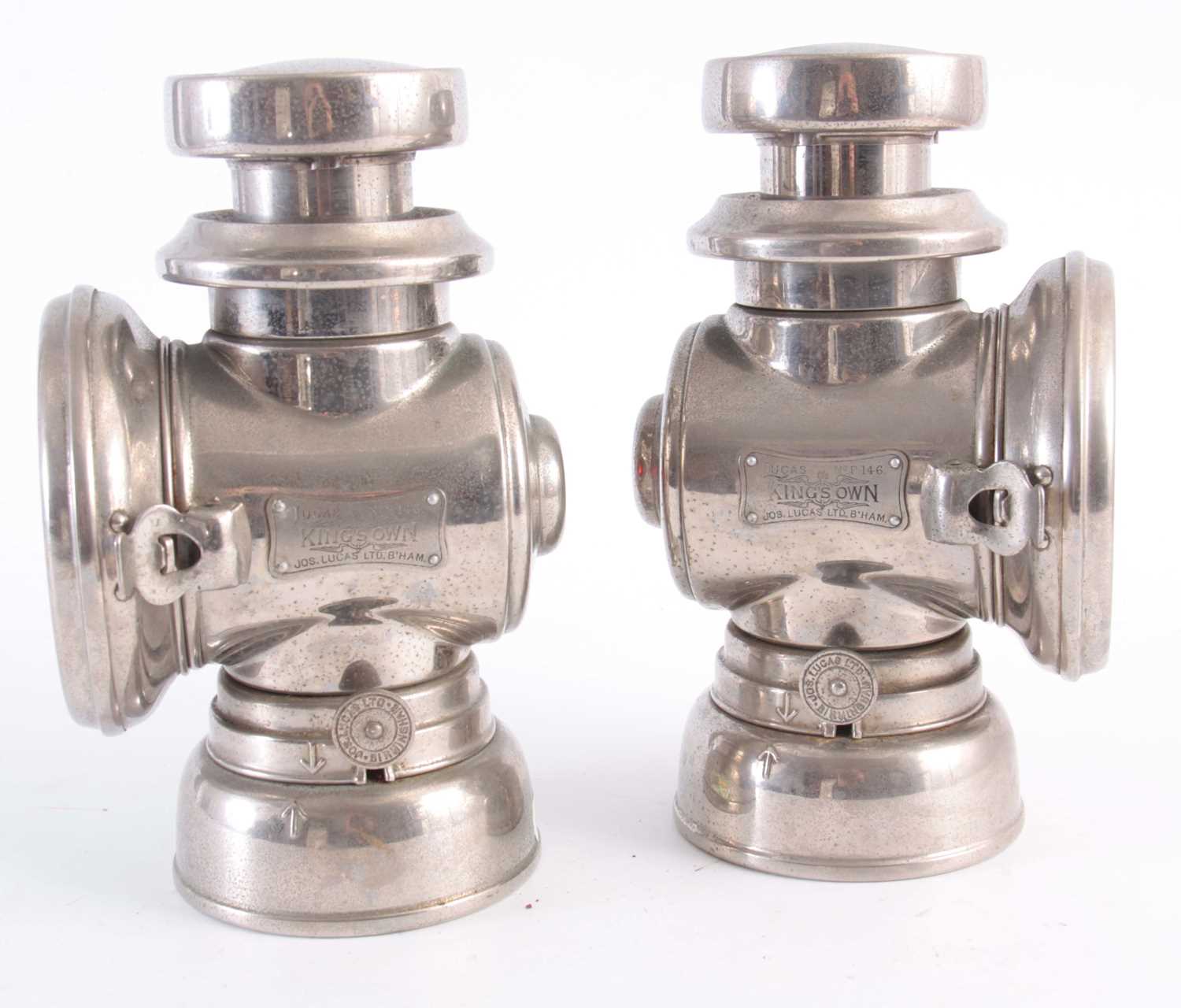 Lot 730 - A PAIR OF NICKLE PLATED BRASS LUCAS 146...