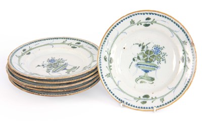 Lot 75 - A SET OF SIX 18TH CENTURY POLYCHROME DELFT...