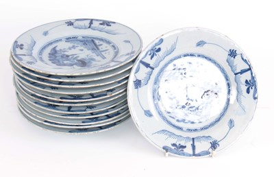 Lot 76 - A SET OF TWELVE 18TH CENTURY BLUE AND WHITE...