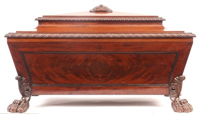 Lot 921 - AN UNUSUALLY LARGE LATE REGENCY FLAME VENEERED...